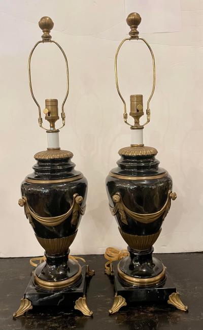 Trompe lOeil Faux Marble Table Lamps a Pair