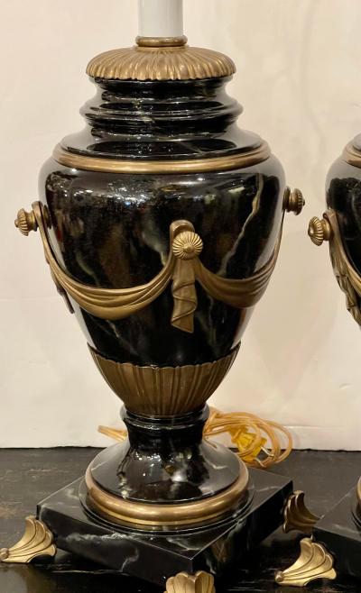Trompe lOeil Faux Marble Table Lamps a Pair