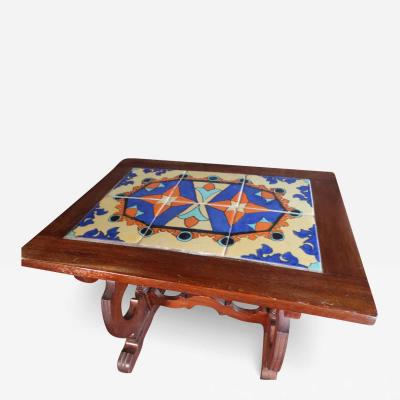 Tudor Tile 6 Tile Table on a Spanish Revival Base