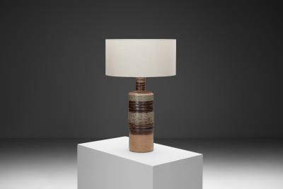 Tue Poulsen Large Glazed Stoneware Table Lamp by Tue Poulsen Denmark ca 1950s