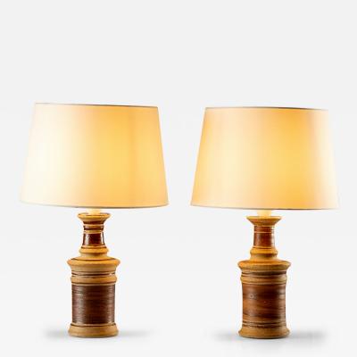 Tue Poulsen Pair of Ceramic Studio Table Lamps by Tue Poulsen Denmark 1970s