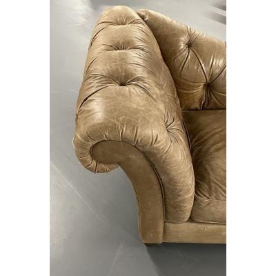 Tufted Patinated Vintage Leather Chaise Lounge from Sweden Daybed