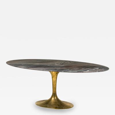 Tulipa Marble Hand Forged Bronze Dining Table Oval 