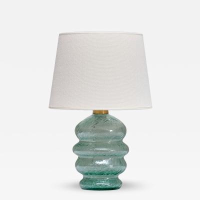 Ture Berglund Ture Berglund Green Glass Table Lamp Skansens Glasbruk Stockholm Sweden 1940s