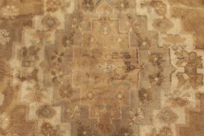 Turkish Oushak Brick Red Terracotta Deep Blue and Gold Wool Rug