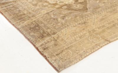 Turkish Oushak Brick Red Terracotta Deep Blue and Gold Wool Rug