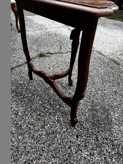 Turn of the Century Figural Louis XV Style Demilune Table