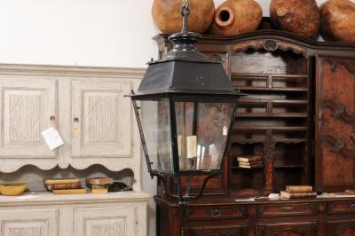 Turn of the Century French Iron and Glass Lantern Wired for the USA