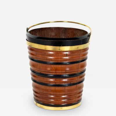 Turned Fruitwood and Ebony Peat Bucket Netherlands Circa 1890