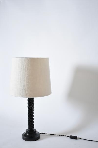 Turned ebonised wooden lamp 1960s 