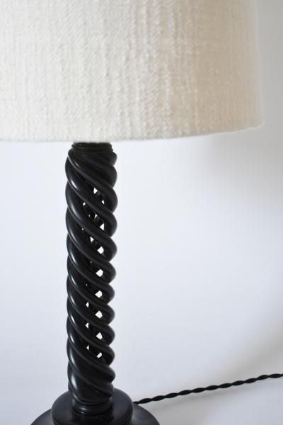 Turned ebonised wooden lamp 1960s 
