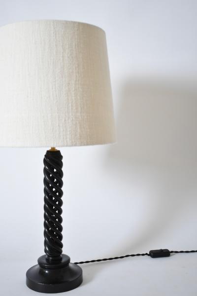 Turned ebonised wooden lamp 1960s 