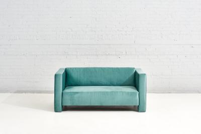 Turquoise Postmodern Cubic Settee 1970