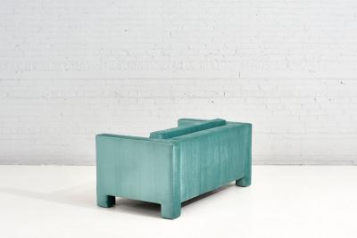 Turquoise Postmodern Cubic Settee 1970