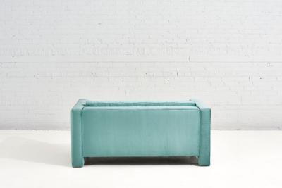 Turquoise Postmodern Cubic Settee 1970