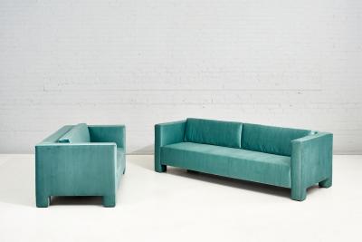 Turquoise Postmodern Cubic Settee 1970