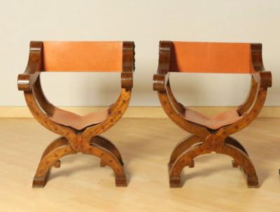 Tuscan inlaid folding chairs Circa 1860