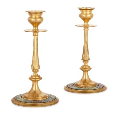Twelve 19th Century painted and gilt metal desk accessories