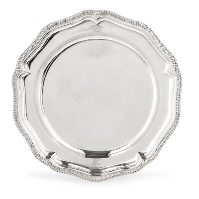 Twelve Georgian silver dinner plates by Wright