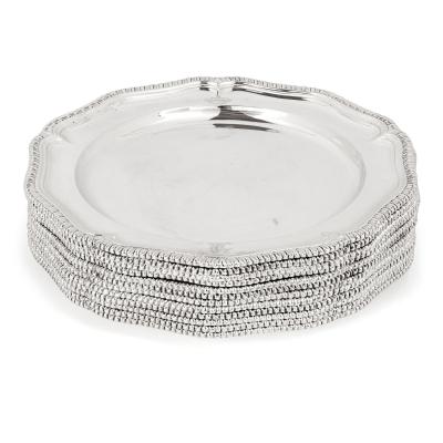 Twelve Georgian silver dinner plates by Wright