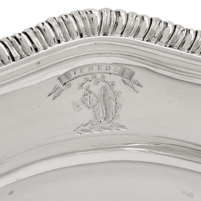 Twelve Georgian silver dinner plates by Wright