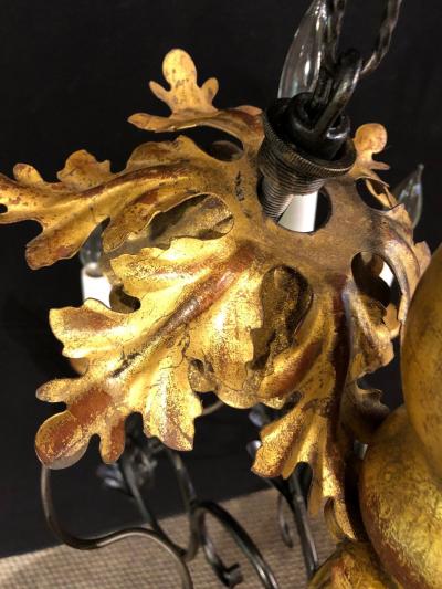 Twelve Light Italian Parcel Gilt Decorated Chandelier with Canopy