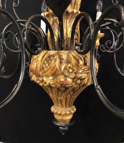 Twelve Light Italian Parcel Gilt Decorated Chandelier with Canopy