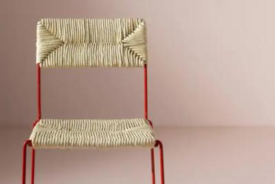 Twelve Stackable Chairs with Iron Frame and papercord Seat Backrest Italy 1980s