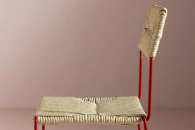 Twelve Stackable Chairs with Iron Frame and papercord Seat Backrest Italy 1980s