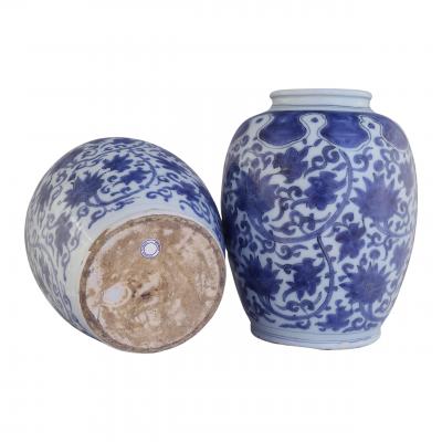 Two 17th century Dutch Delft Lotus Jars