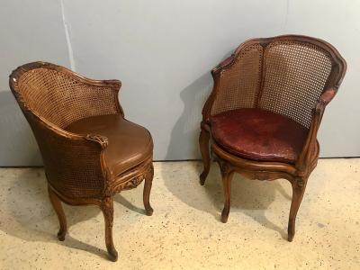 Two 18th Century French Caned Bergere de Bureau a Compatible Pair