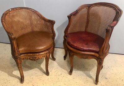 Two 18th Century French Caned Bergere de Bureau a Compatible Pair