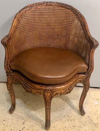 Two 18th Century French Caned Bergere de Bureau a Compatible Pair