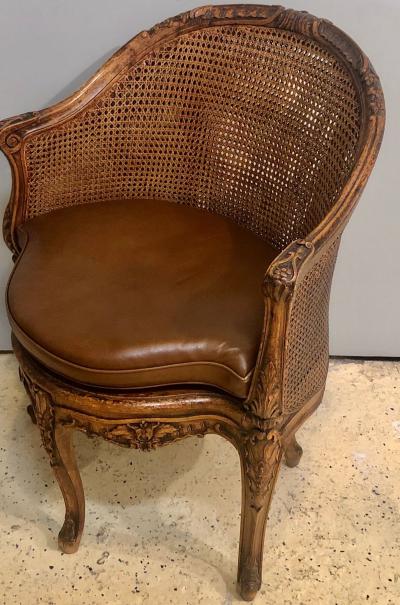 Two 18th Century French Caned Bergere de Bureau a Compatible Pair
