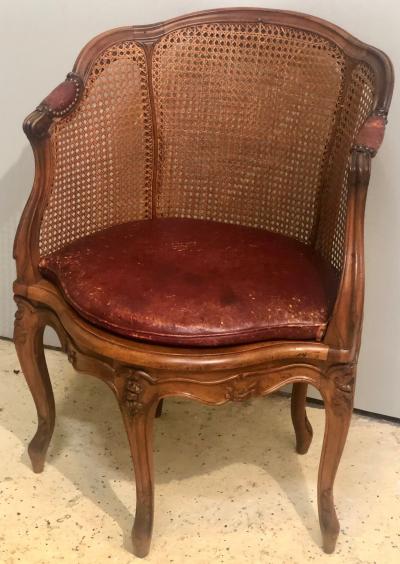 Two 18th Century French Caned Bergere de Bureau a Compatible Pair