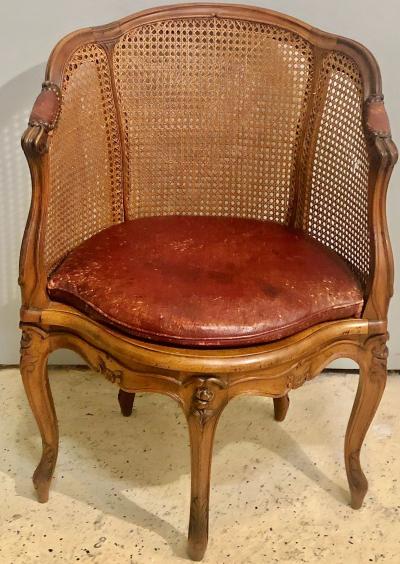 Two 18th Century French Caned Bergere de Bureau a Compatible Pair