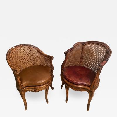 Two 18th Century French Caned Bergere de Bureau a Compatible Pair