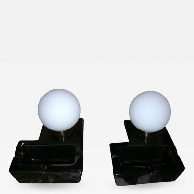Two 1950s lamps ashtrays