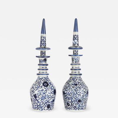 Two 19th Century opaque Bohemian glass decanters