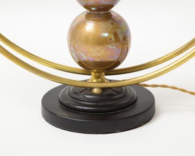 Two Arm Brass Table Lamp with Murano Glass Ball Stem