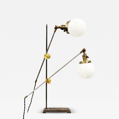 Two Arm Metal Table Lamp with Globe Bulbs