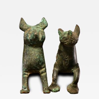 Two Bronze miniature Vessels in the Form of Hares Possibly Fatimid