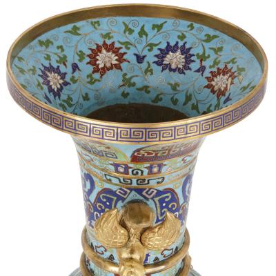 Two Chinese gilt bronze mounted cloisonn enamel vases