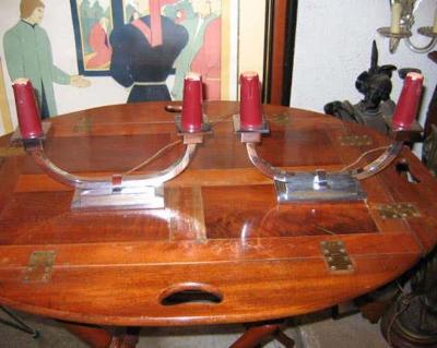 Two Chromed Bronze Candlesticks