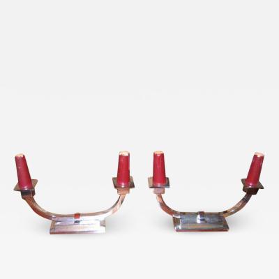 Two Chromed Bronze Candlesticks