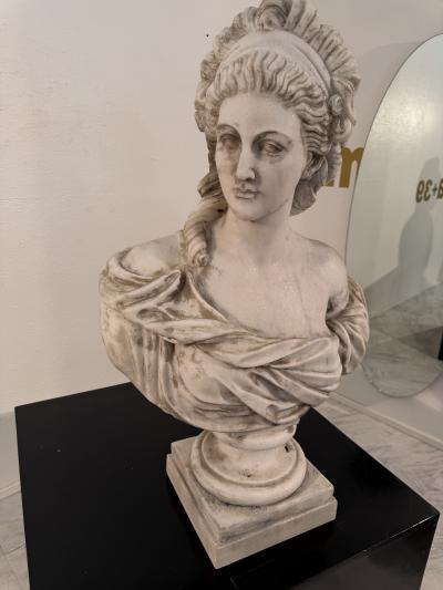 Two Classical White Marble Bust of a Lady Italy 1950s