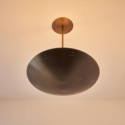 Two Enlighten Rey 14 Perforated Patinated Brass Dome Chandelier