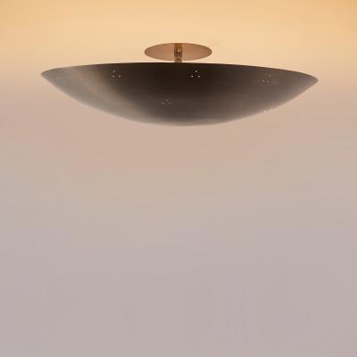 Two Enlighten Rey 20 Perforated Patinated Brass Dome Ceiling Lamp