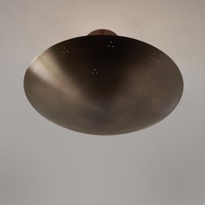 Two Enlighten Rey 20 Perforated Patinated Brass Dome Ceiling Lamp