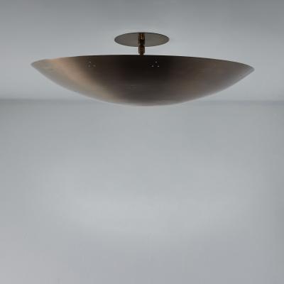 Two Enlighten Rey 20 Perforated Patinated Brass Dome Ceiling Lamp